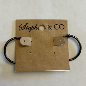 Stephan & Co. Gunmetal Medium Classic Hoop Earrings NWT